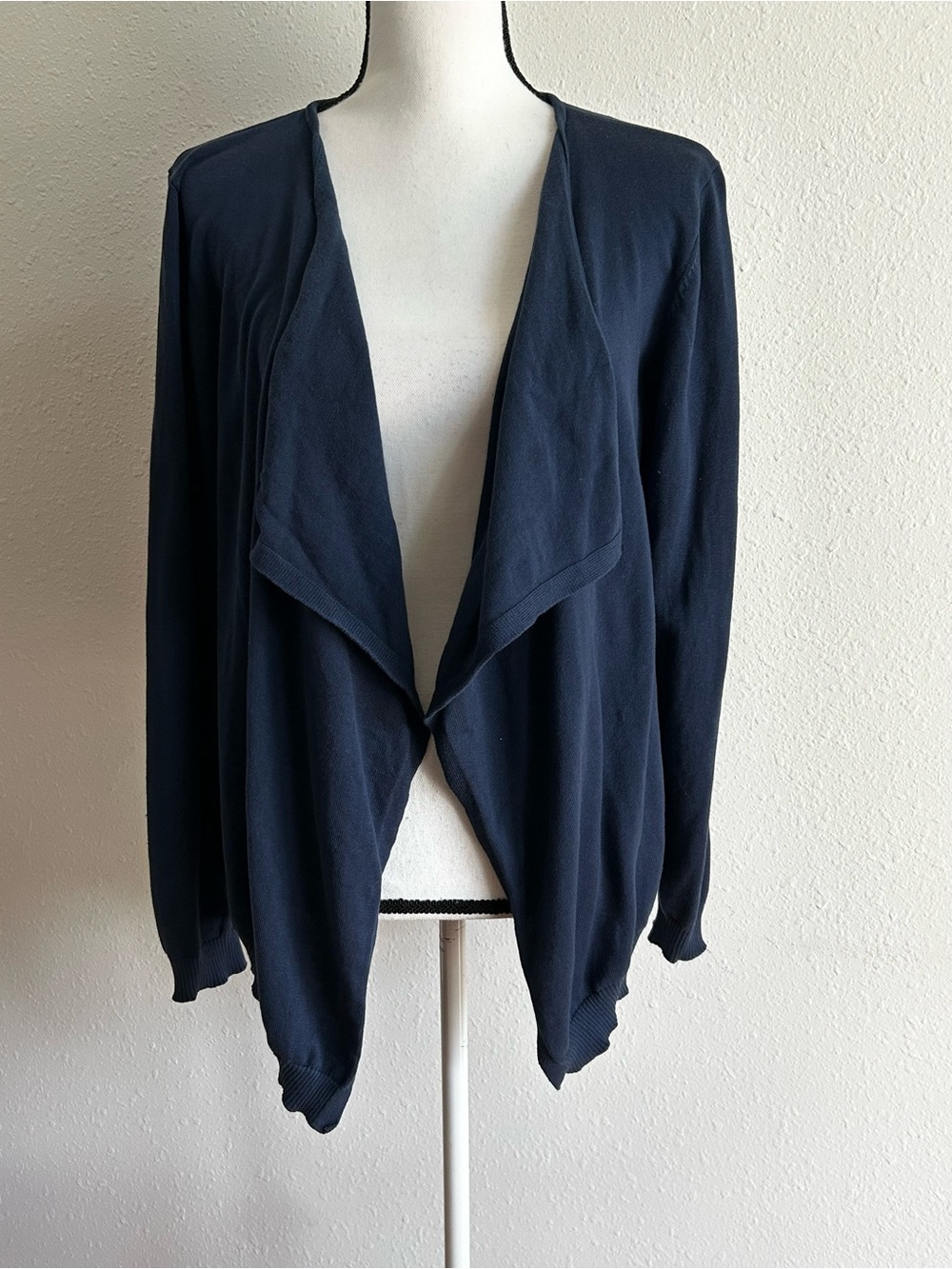 WinterSilks Open Front Cardigan Sweater Women's Size L Blue Classic Luxury